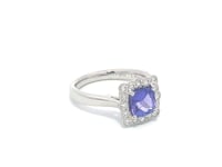 Tanzanite Halo Art Deco Diamond Halo with Mill - Grain
