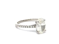 2.01ct Oval Brilliant Cut Solitaire Diamond Engagement Ring in Platinum 950 with Halfway Shoulder Diamonds