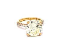 Stunning 6.05ct Round Brilliant Cut Solitaire Diamond Ring with Halfway Shoulder Diamonds in 18K Yellow Gold