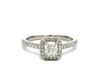 Natural Elongated Cushion Halo with Shoulder Diamonds