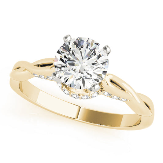 18K Yellow Gold Solitaire Round Shape Diamond Engagement Ring