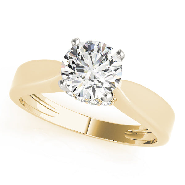 18K Yellow Gold Solitaire Round Shape Diamond Engagement Ring