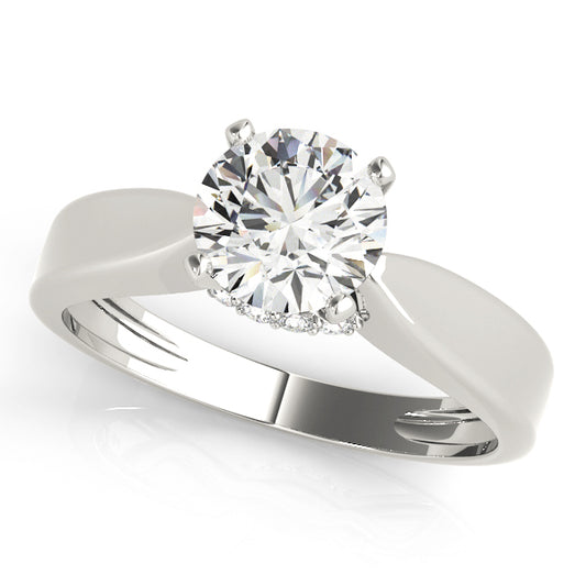 18K White Gold Solitaire Round Shape Diamond Engagement Ring