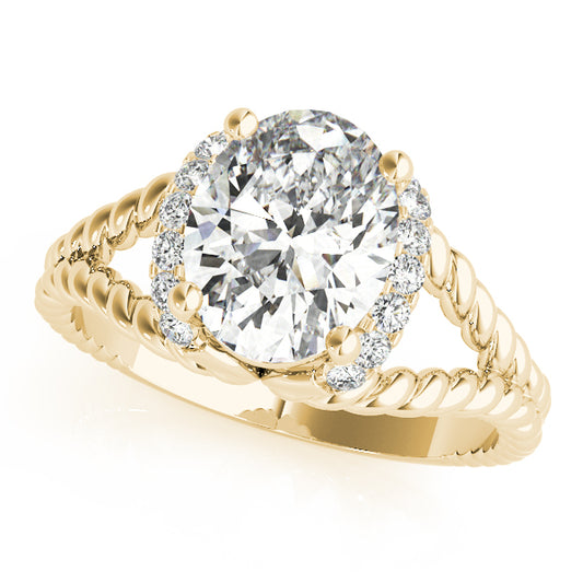 18K Yellow Gold Vintage Oval Shape Diamond Engagement Ring