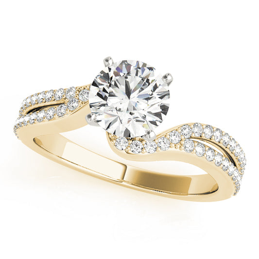 18K Yellow Gold Multirow Round Shape Diamond Engagement Ring