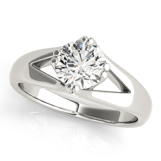 18K White Gold Solitaire Round Shape Diamond Engagement Ring